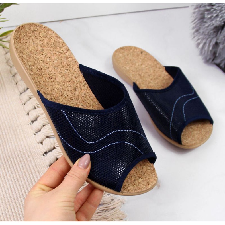 Befado W BEF17F navy blue home slippers 1