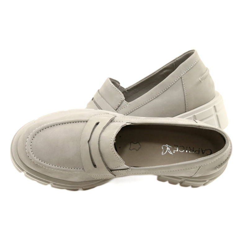 Women's leather loafers Caprice 24755-28 217 gray grey 7