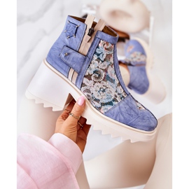 Leather boots on a massive post Maciejka Blue 05325-06 2