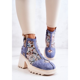 Leather boots on a massive post Maciejka Blue 05325-06 1