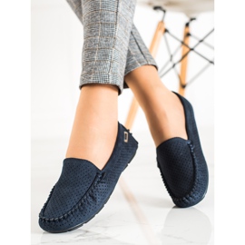 Goodin Openwork Loafers With Suede blue 1