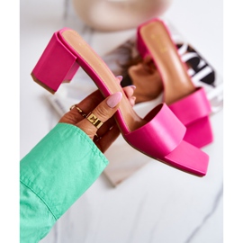 FJ1 Leather Slippers On Heel Pink Netty 1