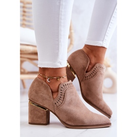 PS1 Dark Beige Suede Openwork Cowboy Boots Valerie 1