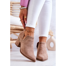 PS1 Dark Beige Suede Openwork Cowboy Boots Valerie 2