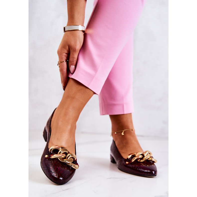 Leather Lacquered Snake Pumps Burgundy Elissabeth 2