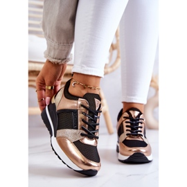 Vinceza Sport Shoes Sneakers Black and Gold Sharon golden 2