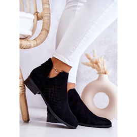 Vinceza Black Shirley Black Openwork Suede Booties 1