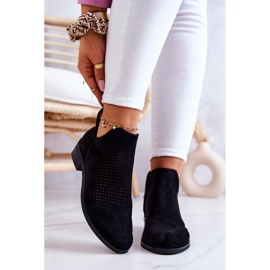 Vinceza Black Shirley Black Openwork Suede Booties 2
