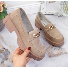 Leather shoes with chain Filippo W PAW252B beige 1