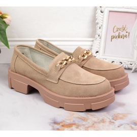 Leather shoes with chain Filippo W PAW252B beige 2
