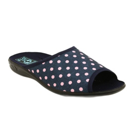 Adanex Sara women's polka dots 24961 navy blue slippers pink 1