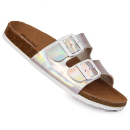Slippers with buckles Big Star W HH274895 silver 1
