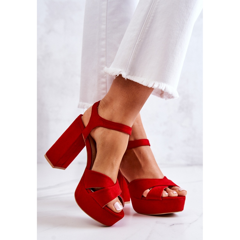 FM1 Suede Red Heeled Sandals Semilla 2
