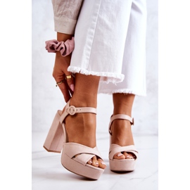 FM1 Suede Sandals On High Heels Beige Semilla 2