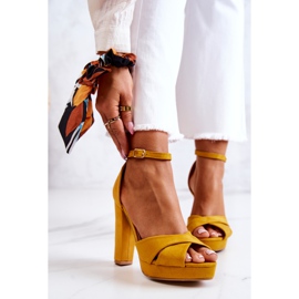 FM1 Suede Sandals On A Post Yellow Lanelle 2