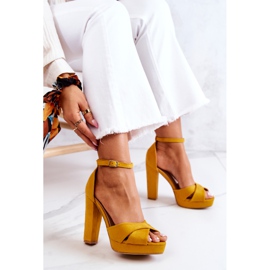 FM1 Suede Sandals On A Post Yellow Lanelle 1