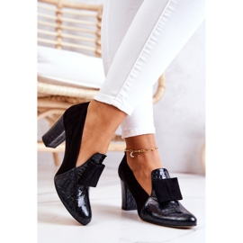 PA2 Black Kathleen Suede Snakeskin Pumps 2