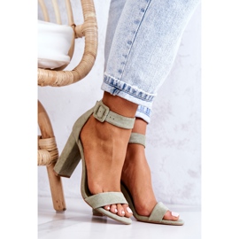 FB2 Suede Heeled Sandals Bright Green Jacqueline 1