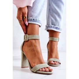 FB2 Suede Heeled Sandals Bright Green Jacqueline 2