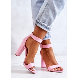 FB2 Suede Sandals On Heels Pink Jacqueline 1