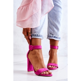 FB2 Suede High Heel Sandals Fuchsia Jacqueline pink 1