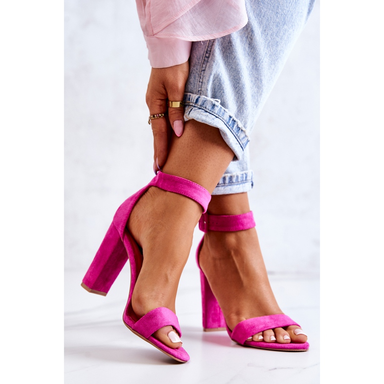 FB2 Suede High Heel Sandals Fuchsia Jacqueline pink 2