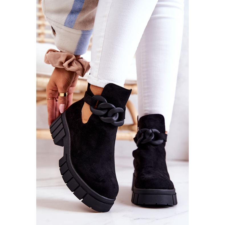 FB2 Black Kirsten Suede Booties With A Cut 2