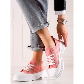 Bona Sneakers On The Platform With Patterns pink 1