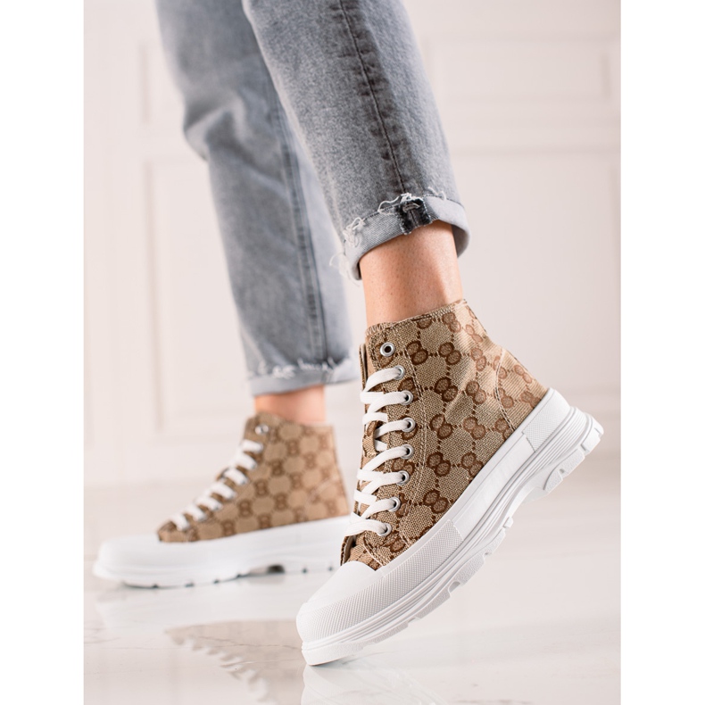 Bona Patterned high sneakers brown 1