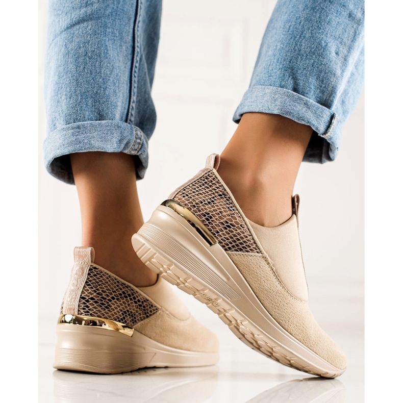 Filippo Leather Slip-On Sneakers beige brown 1