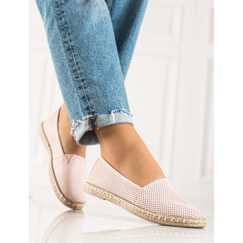 TRENDI Comfortable Eco-Leather Espadrilles pink 2