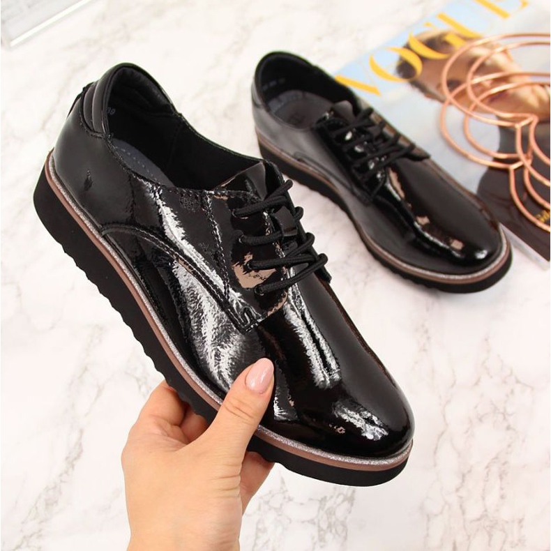 Leather lacquered shoes Filippo W PAW174 black 1