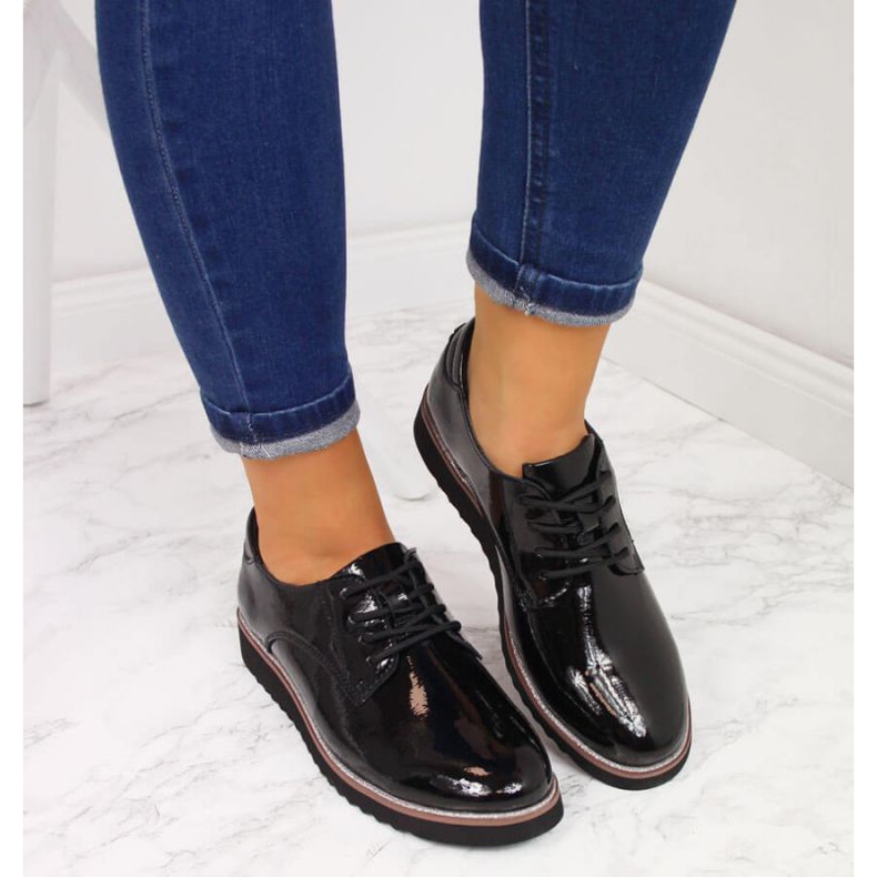 Leather lacquered shoes Filippo W PAW174 black 2