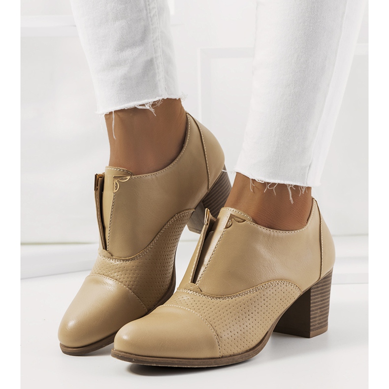 Beige ankle boots on the post of Silentleaf shoes 1