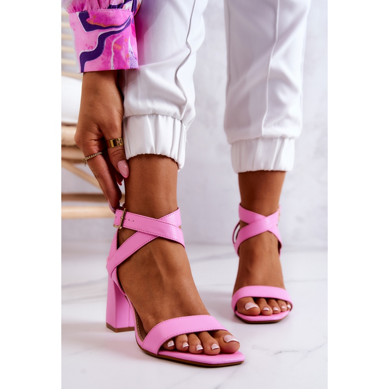 FB2 Elegant Pink Michele Sandals On A Bar 1