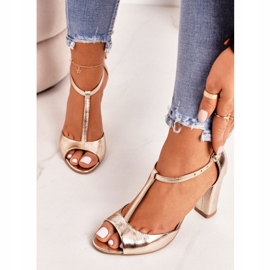 Leather Sandals On A Bar Laura Messi 1916 Golden 3