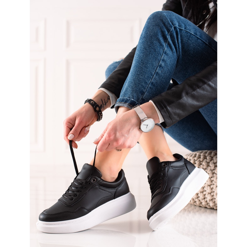 TRENDI Casual Eco Leather Sneakers black 1 TRENDI Casual Eco Leather Sneakers black 1