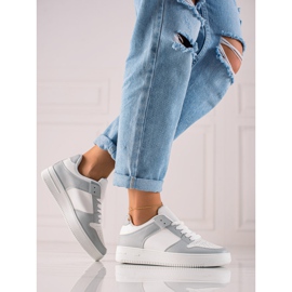 TRENDI Sport shoes made of eco leather white grey 2 TRENDI Sport shoes made of eco leather white grey 2