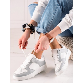 TRENDI Sport shoes made of eco leather white grey 1