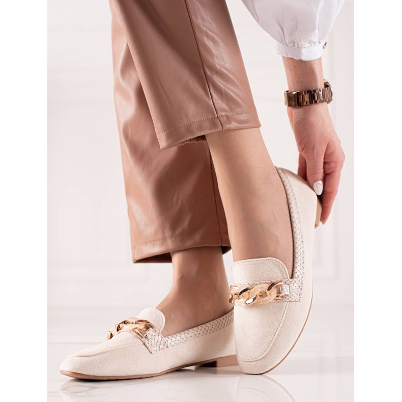Small Swan Elegant Cream Loafers beige 1