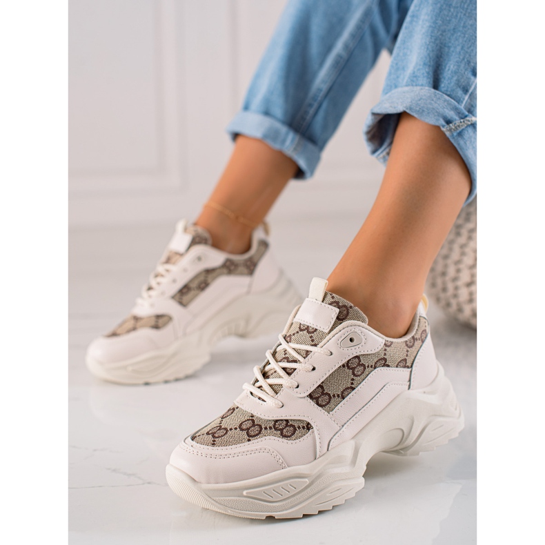 Seastar Beige Sneakers With Patterns brown 1