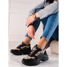 Seastar Black Sneakers With Patterns beige brown 1