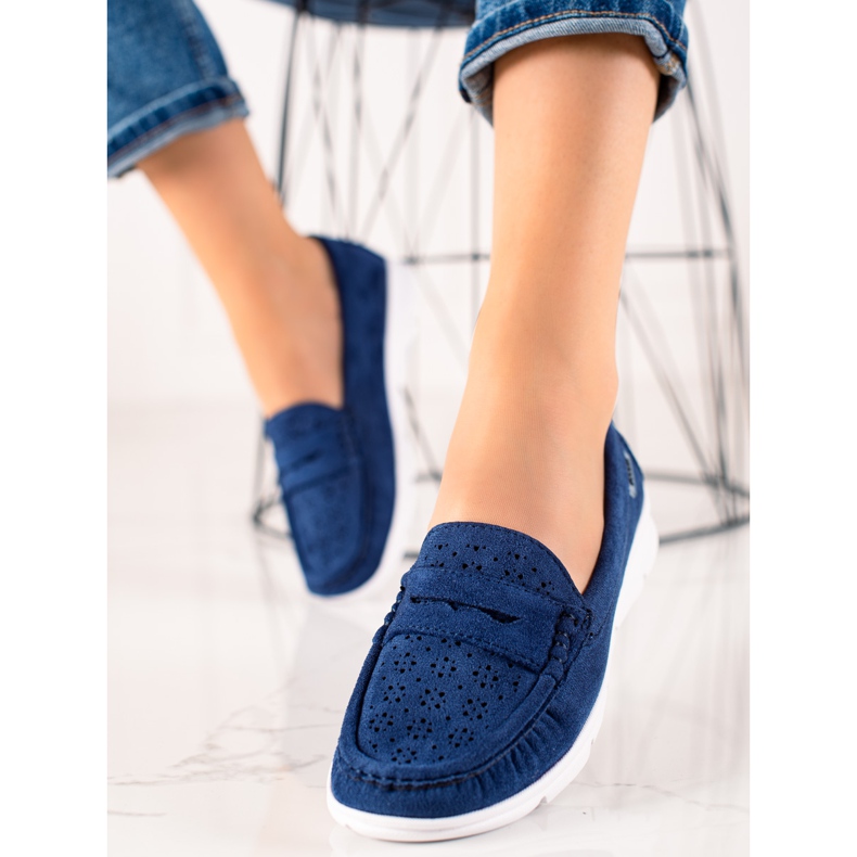 Goodin Loafers With Openwork Pattern navy blue 1