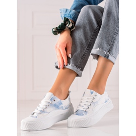 Seastar Fashionable Sneakers On A Wide Platform white blue 1