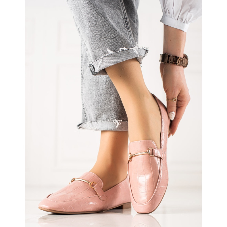 Encor Elegant Loafers With Eco Leather pink 1