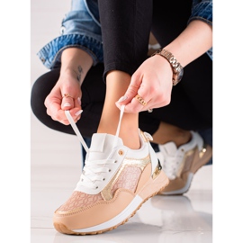 TRENDI Stylish Tied Sneakers beige white brown golden 1 TRENDI Stylish Tied Sneakers beige white brown golden 1