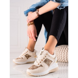 TRENDI Fashion Sneakers On Wedge beige brown 2 TRENDI Fashion Sneakers On Wedge beige brown 2