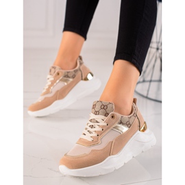 TRENDI Stylish Sneakers beige brown golden 2