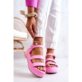 FS1 Leather Sandals On A Pink Graceful Buckle 1