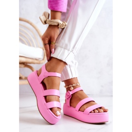 FS1 Leather Sandals On A Pink Graceful Buckle 2